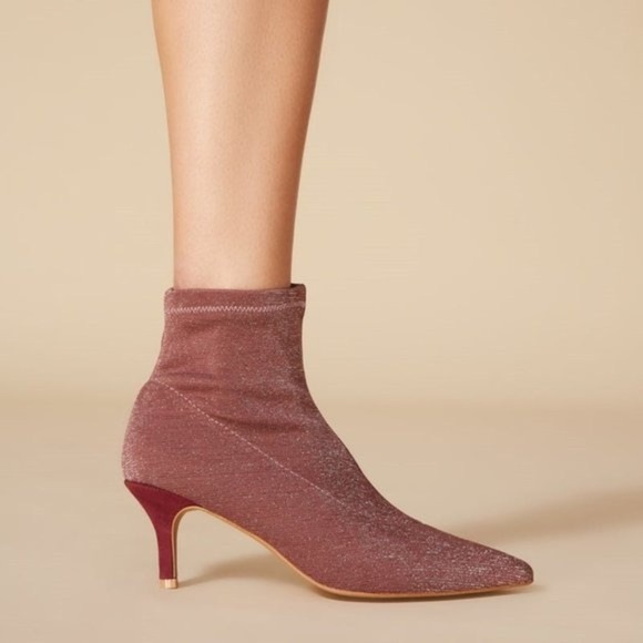 Jaggar Pink Decadence Ribbed Sock Boot in Grape Kitten Heel Bootie NIB 36/38/40 - Picture 16 of 16